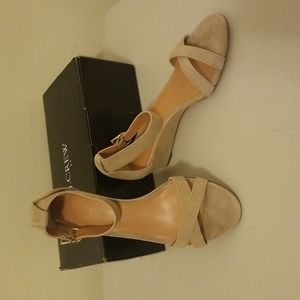 J. Crew Demi-Wedge Sandals Honey Brown Suede Sz 6.5